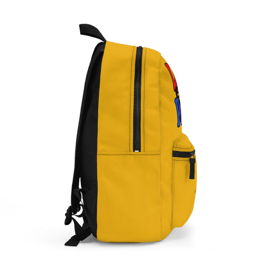 LOUD & PROUD LGBTQ Yellow Backpack — Vibrant Rainbow Statement Bag
