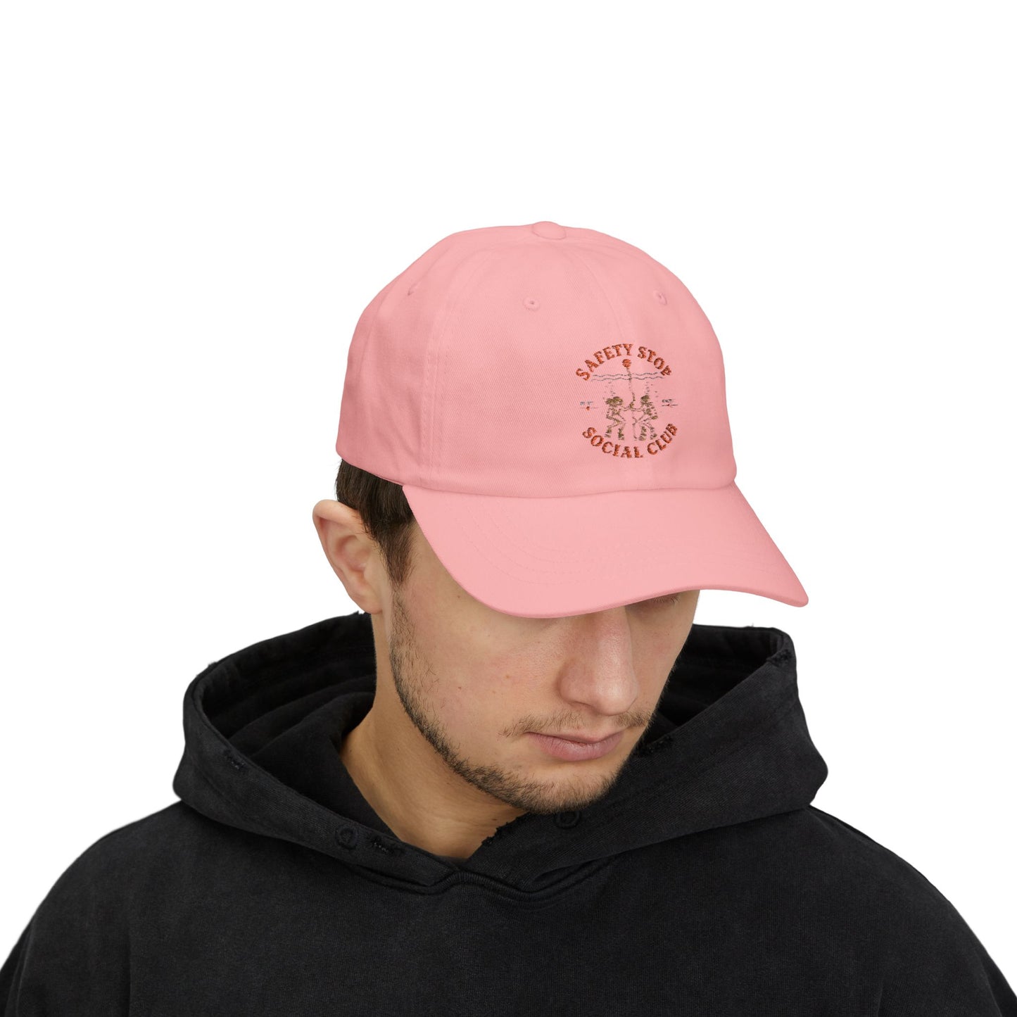 SAFETY STOP SOCIAL CLUB Scuba Cap – Vintage Motorcycle Club Embroidered Hat