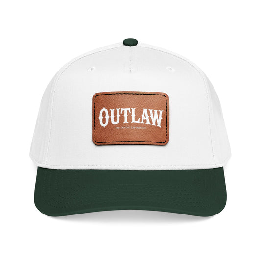 OUTLAW Leather Patch Baseball Cap — Retro Western Mid-Profile Hat