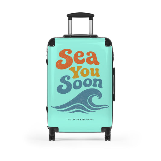 SEA YOU SOON Suitcase – Retro Beach Wave Carry-On Travel Luggage