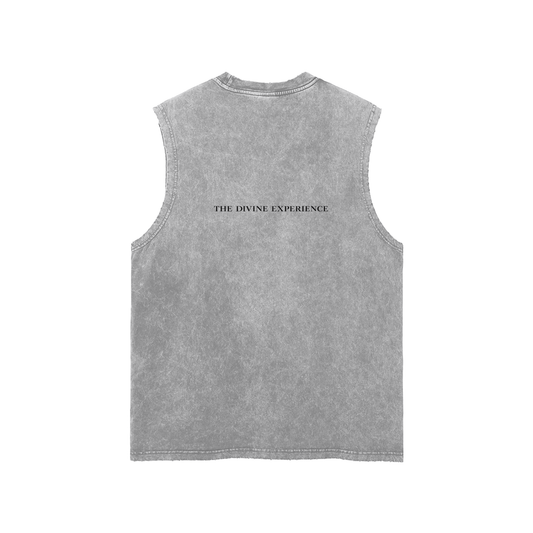 PROFESSIONAL POSER Snow Washed Frayed Hem Tank Top