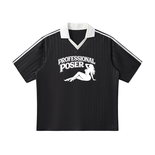 PROFESSIONAL POSER Contrast Collar Striped Soccer Jersey