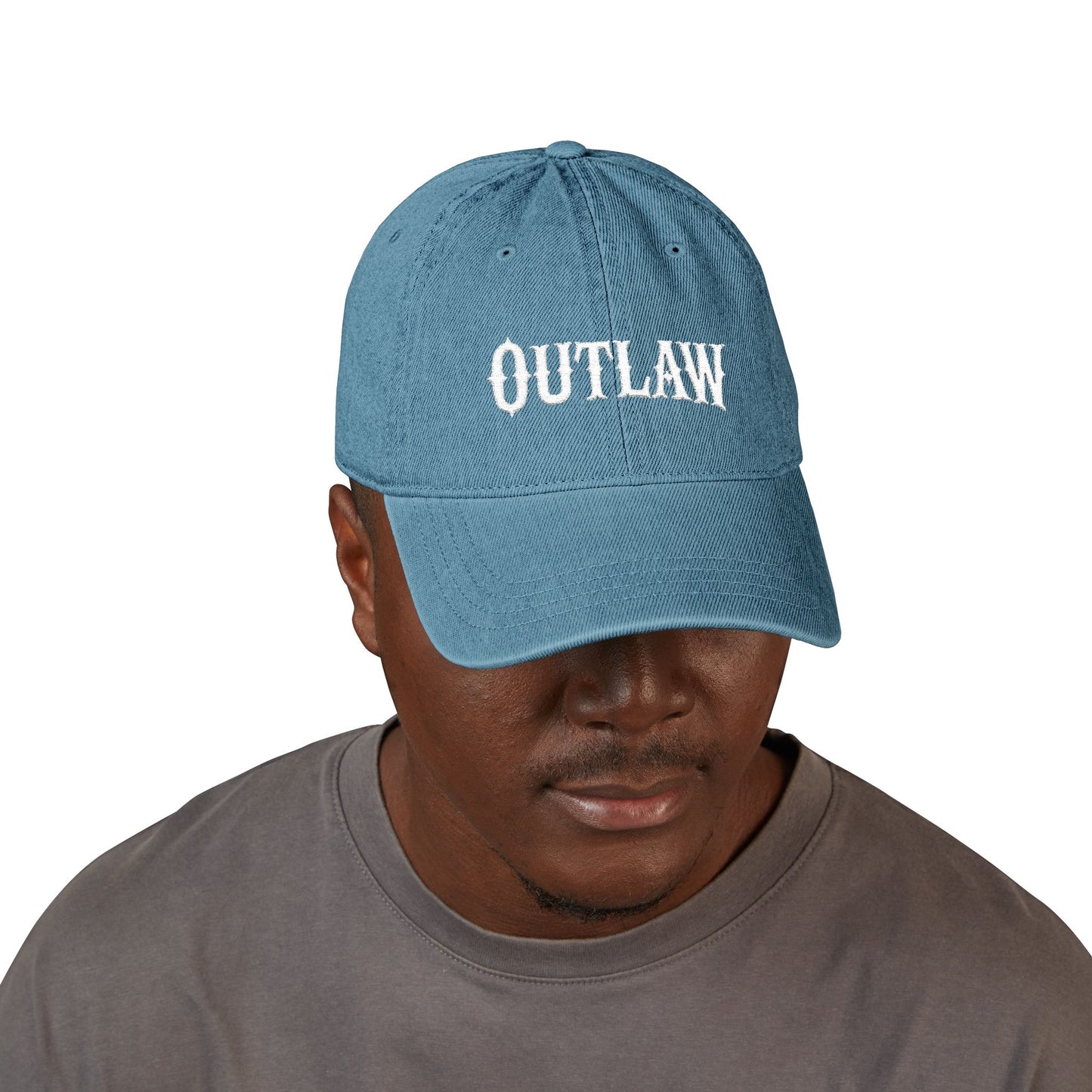 OUTLAW Embroidered Denim Hat — Vintage Western Black Cap