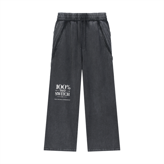 100% THAT SWITCH Snow Washed Tape Raw Edge Sweatpants