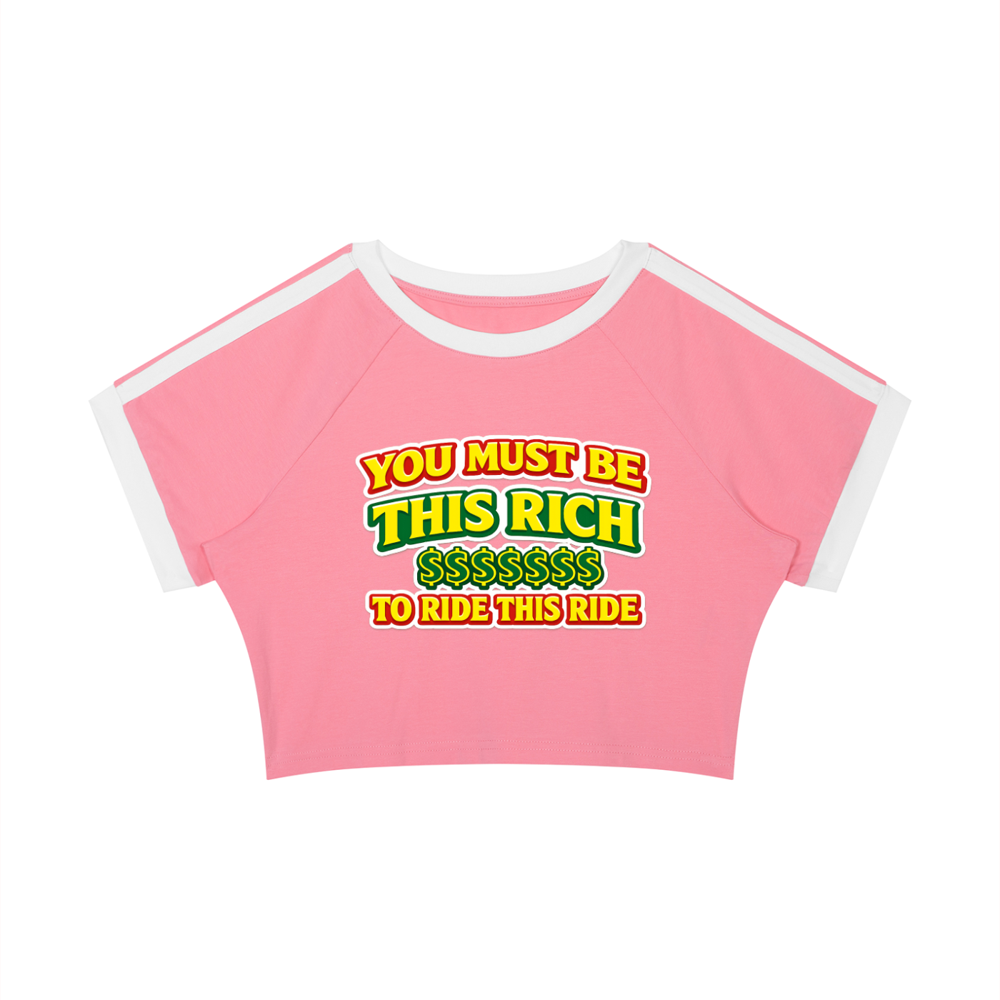 YOU MUST ME BE THIS TO RIDE THIS RIDE Women’s Raglan Crop T-Shirt