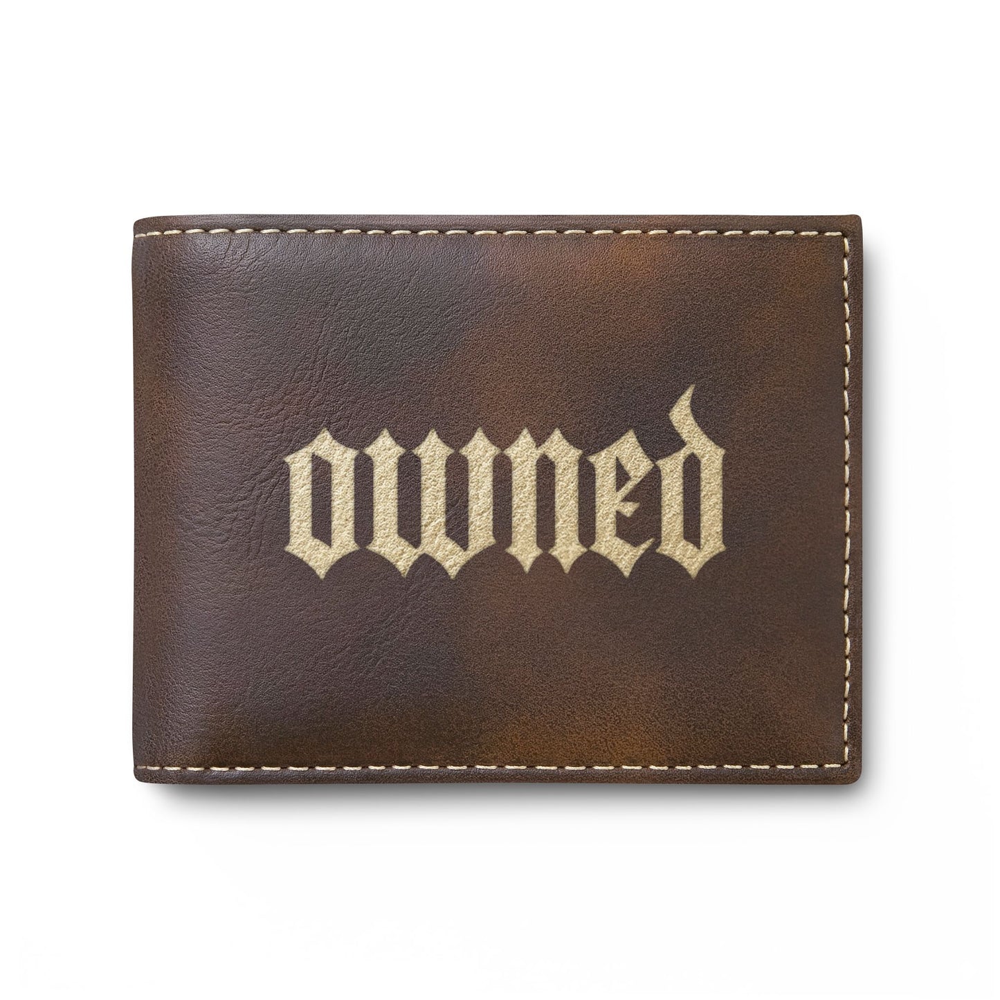 OWNED Bi-Fold Wallet — Leather Flip Wallet with Gothic BDSM Design