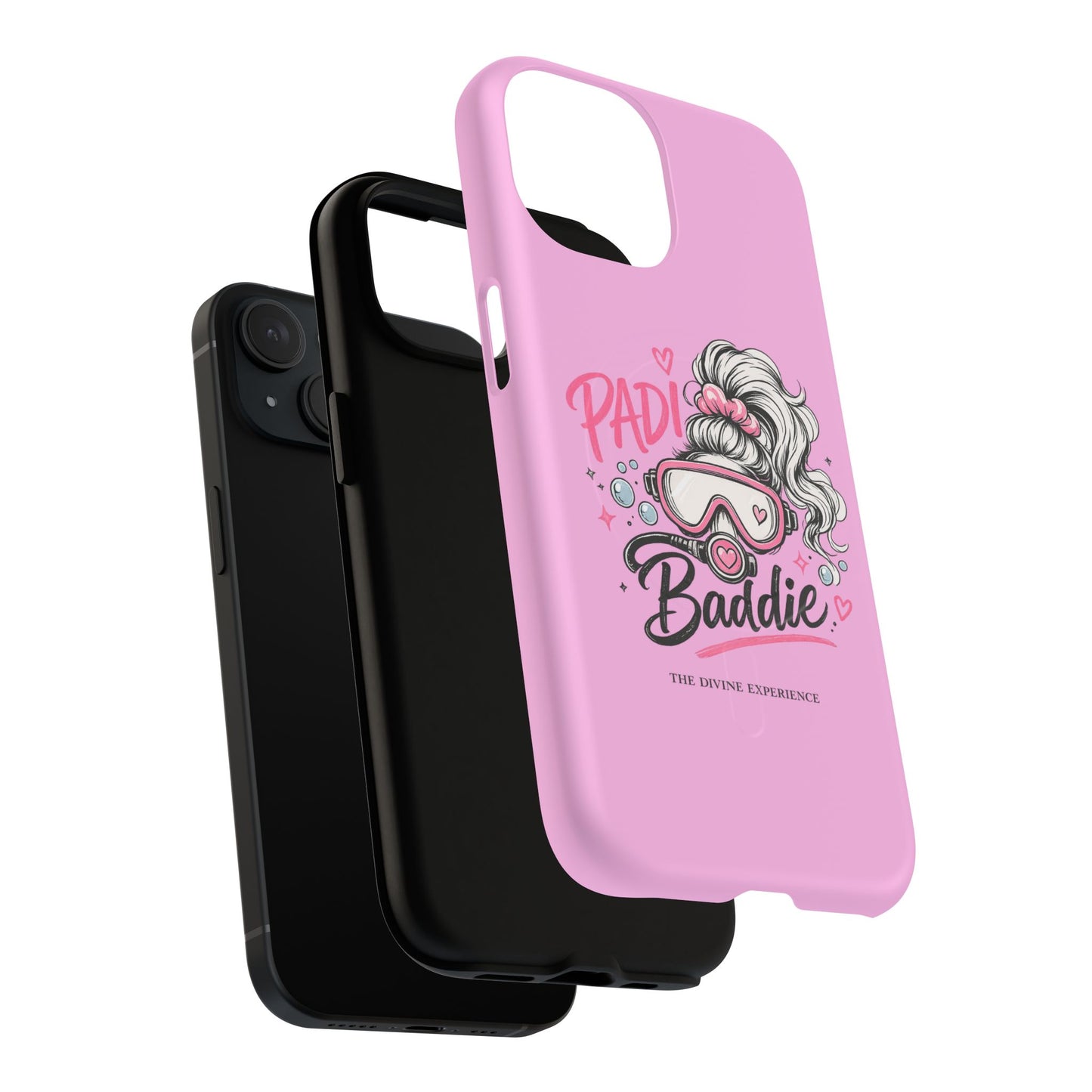 Pink PADI BADDIE Tough Magnetic Phone Case — Cute Scuba Diver Girl Design