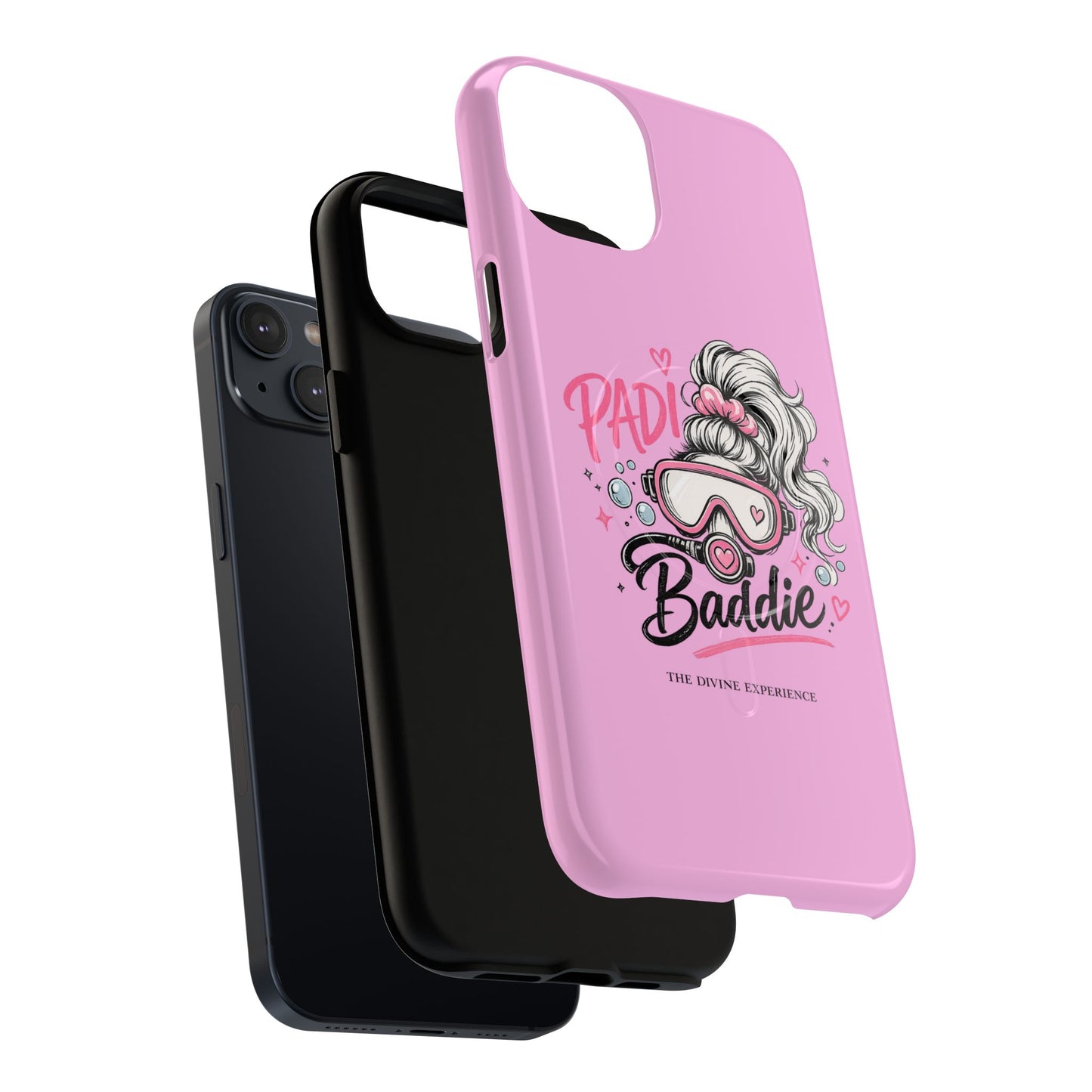 Pink PADI BADDIE Tough Magnetic Phone Case — Cute Scuba Diver Girl Design