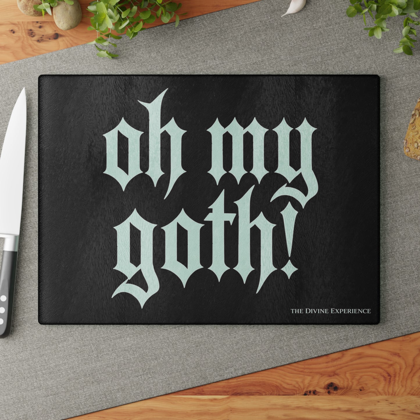 OH MY GOTH! Glass Cutting Board — Gothic Kitchen Décor, Dark Aesthetic Countertop Protector
