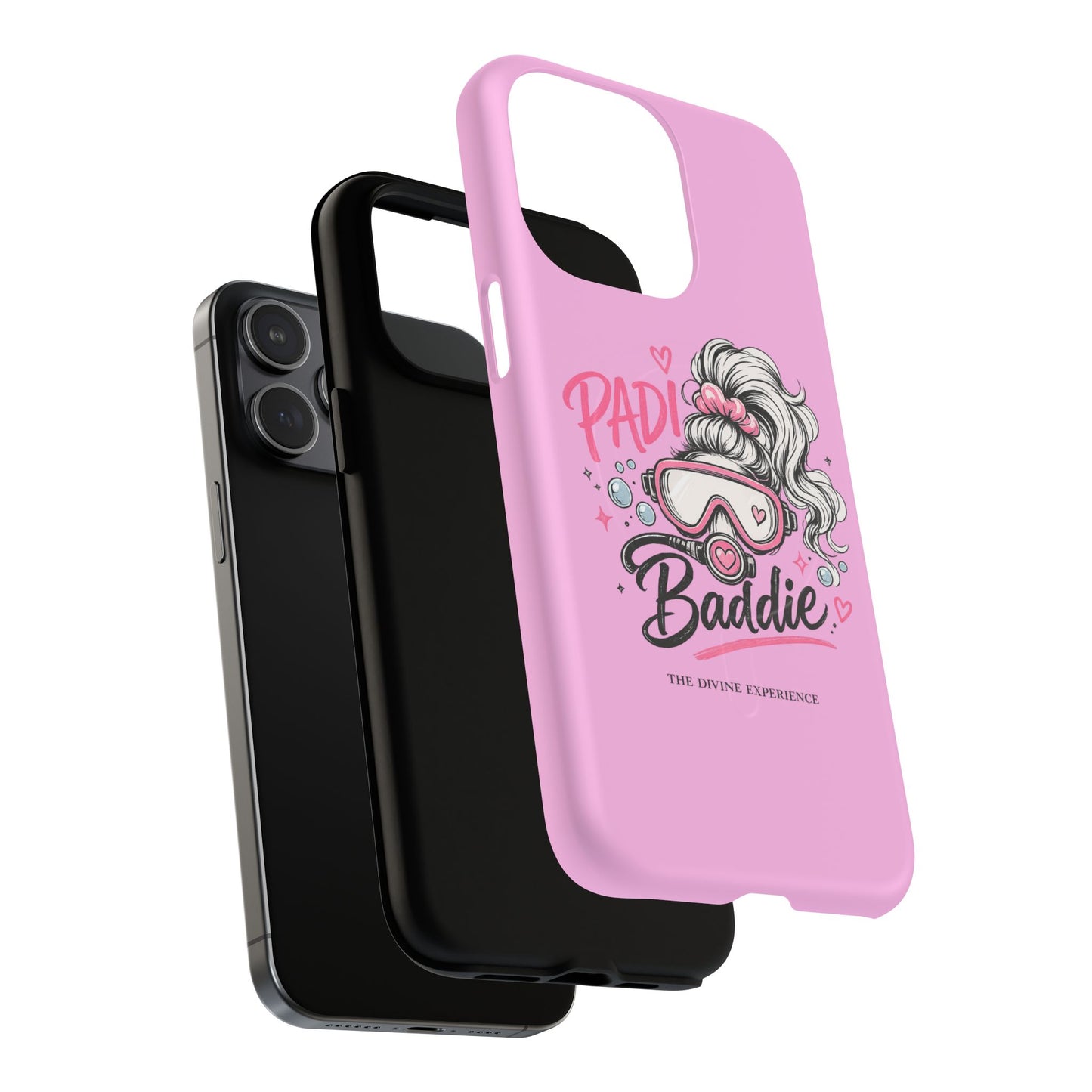 Pink PADI BADDIE Tough Magnetic Phone Case — Cute Scuba Diver Girl Design