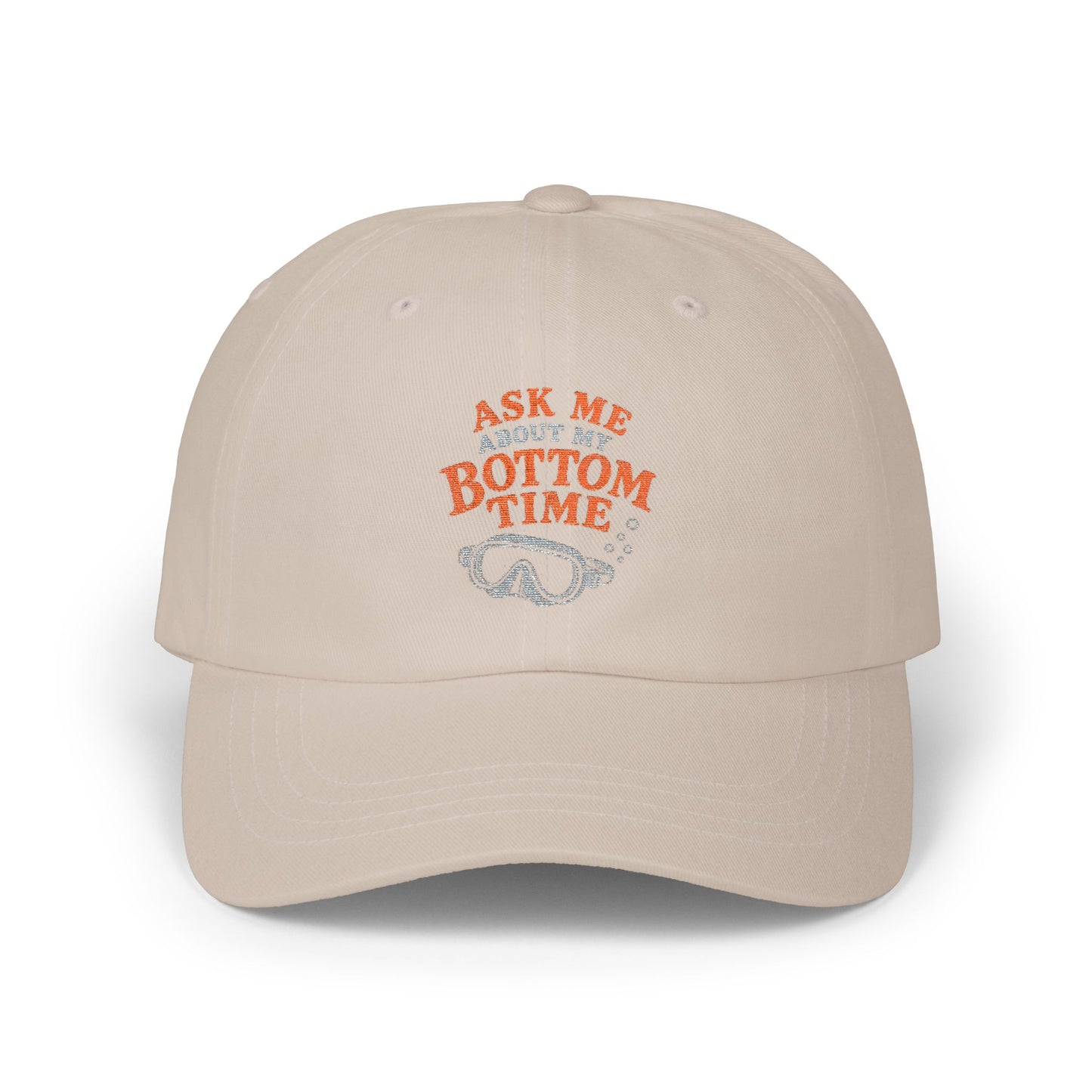ASK ME ABOUT MY BOTTOM TIME Scuba Embroidered Baseball Hat