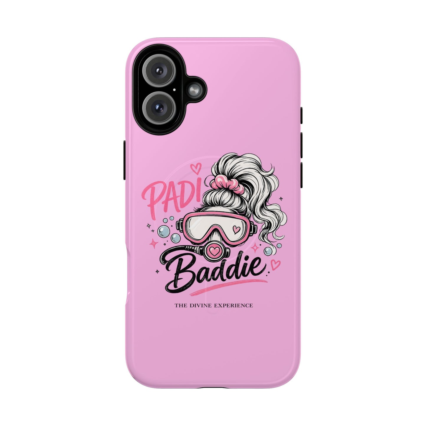 Pink PADI BADDIE Tough Magnetic Phone Case — Cute Scuba Diver Girl Design