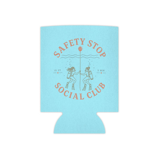 SAFETY STOP SOCIAL CLUB Can Cooler – Scuba Divers Drink Koozie