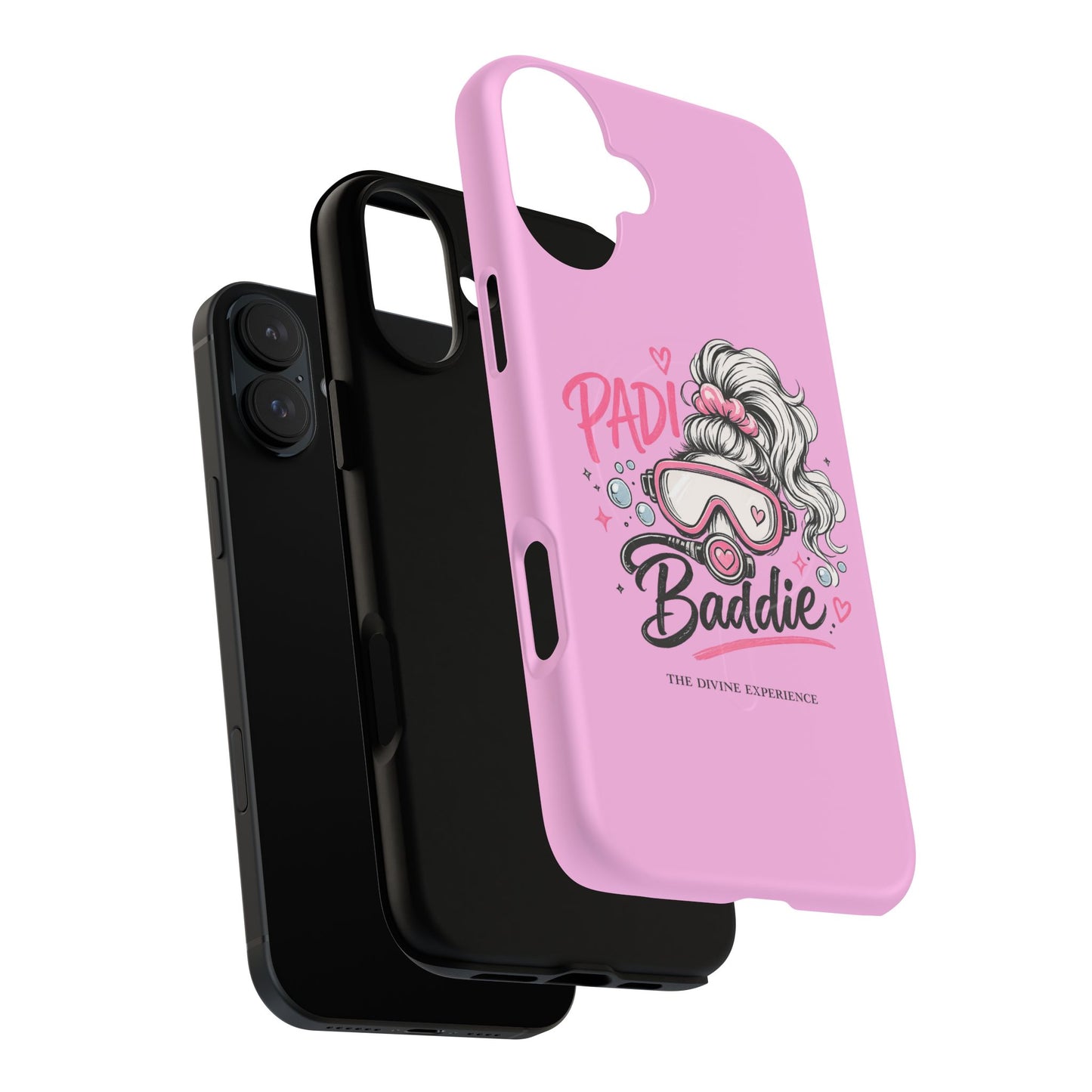 Pink PADI BADDIE Tough Magnetic Phone Case — Cute Scuba Diver Girl Design