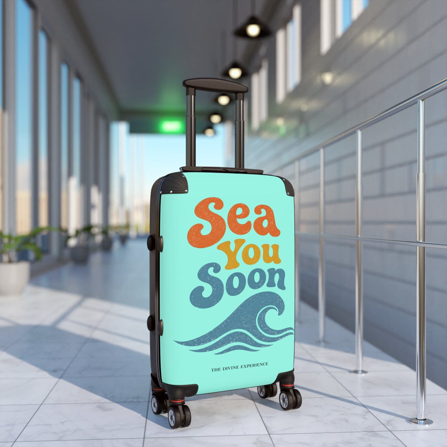 SEA YOU SOON Suitcase – Retro Beach Wave Carry-On Travel Luggage