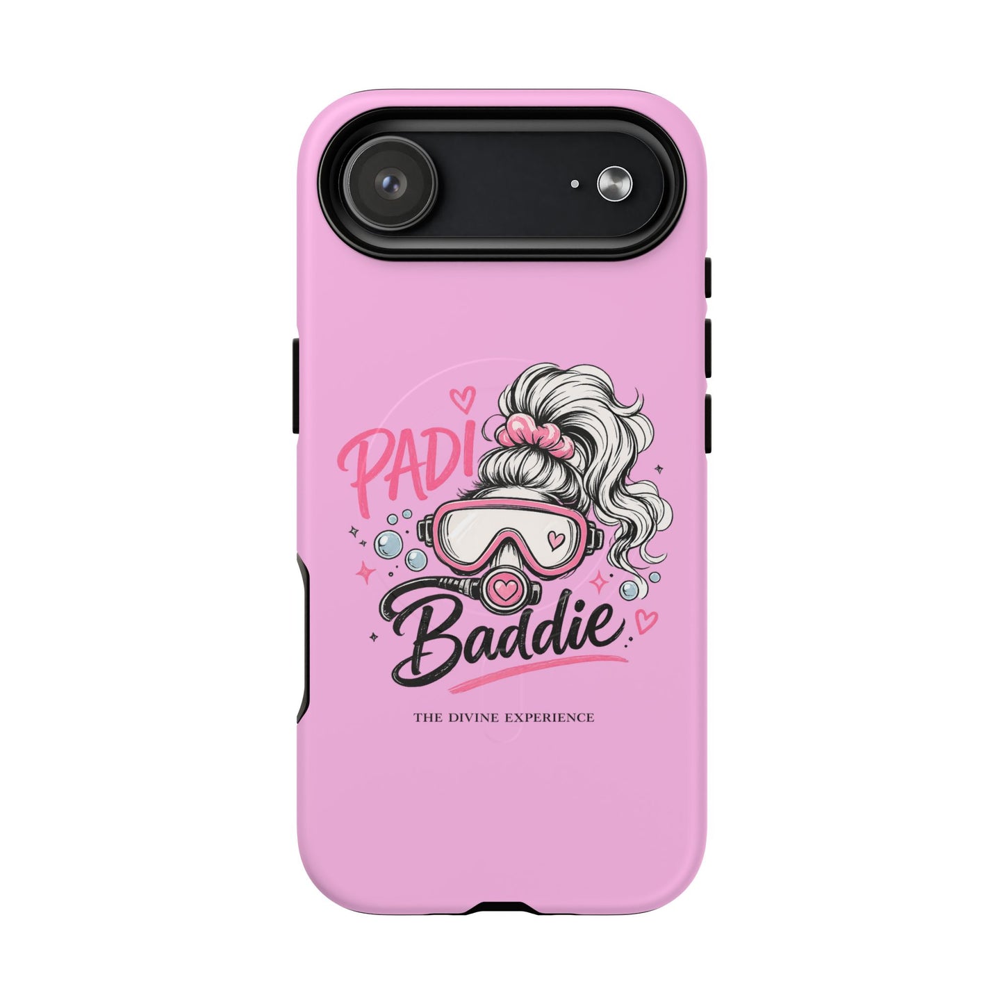 Pink PADI BADDIE Tough Magnetic Phone Case — Cute Scuba Diver Girl Design