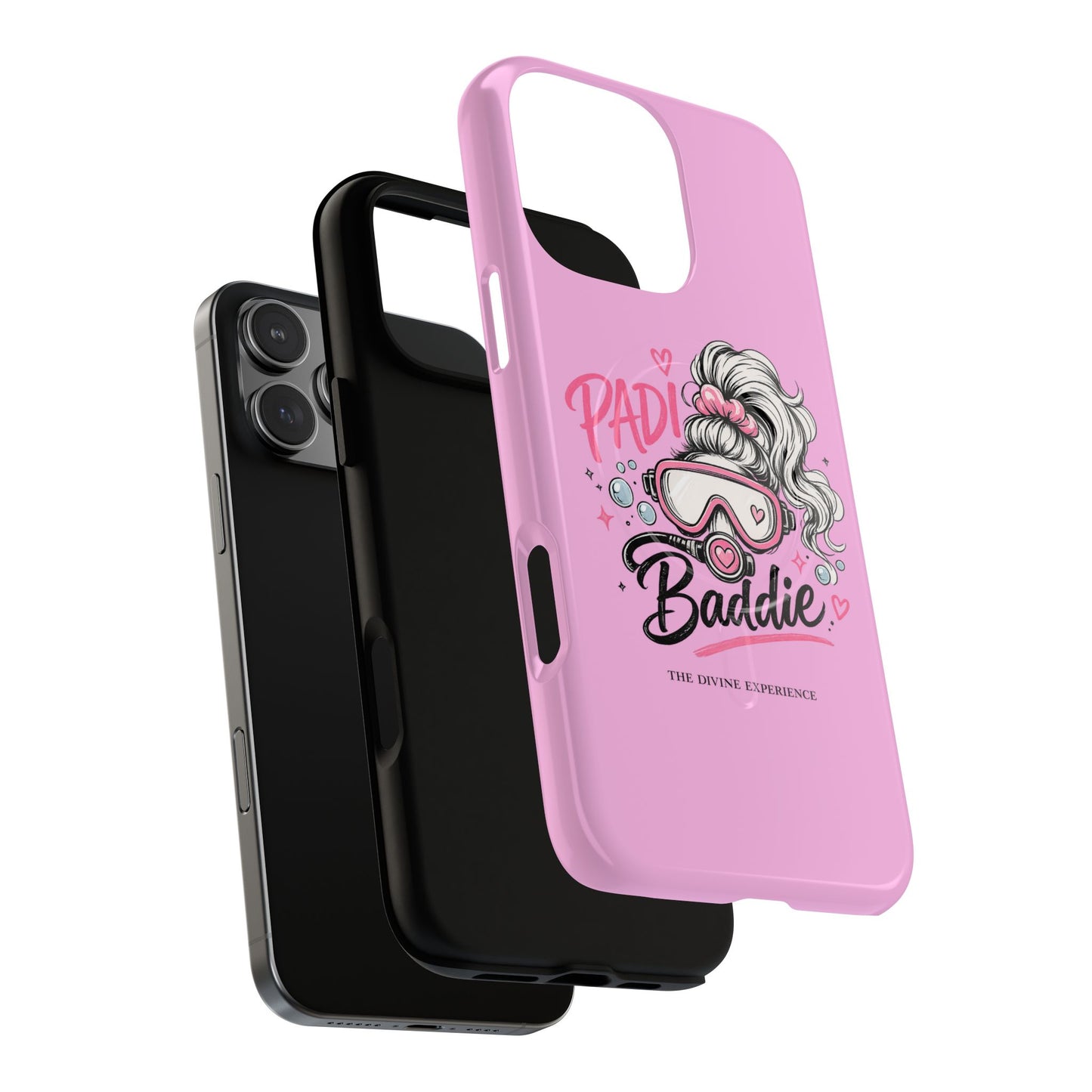 Pink PADI BADDIE Tough Magnetic Phone Case — Cute Scuba Diver Girl Design