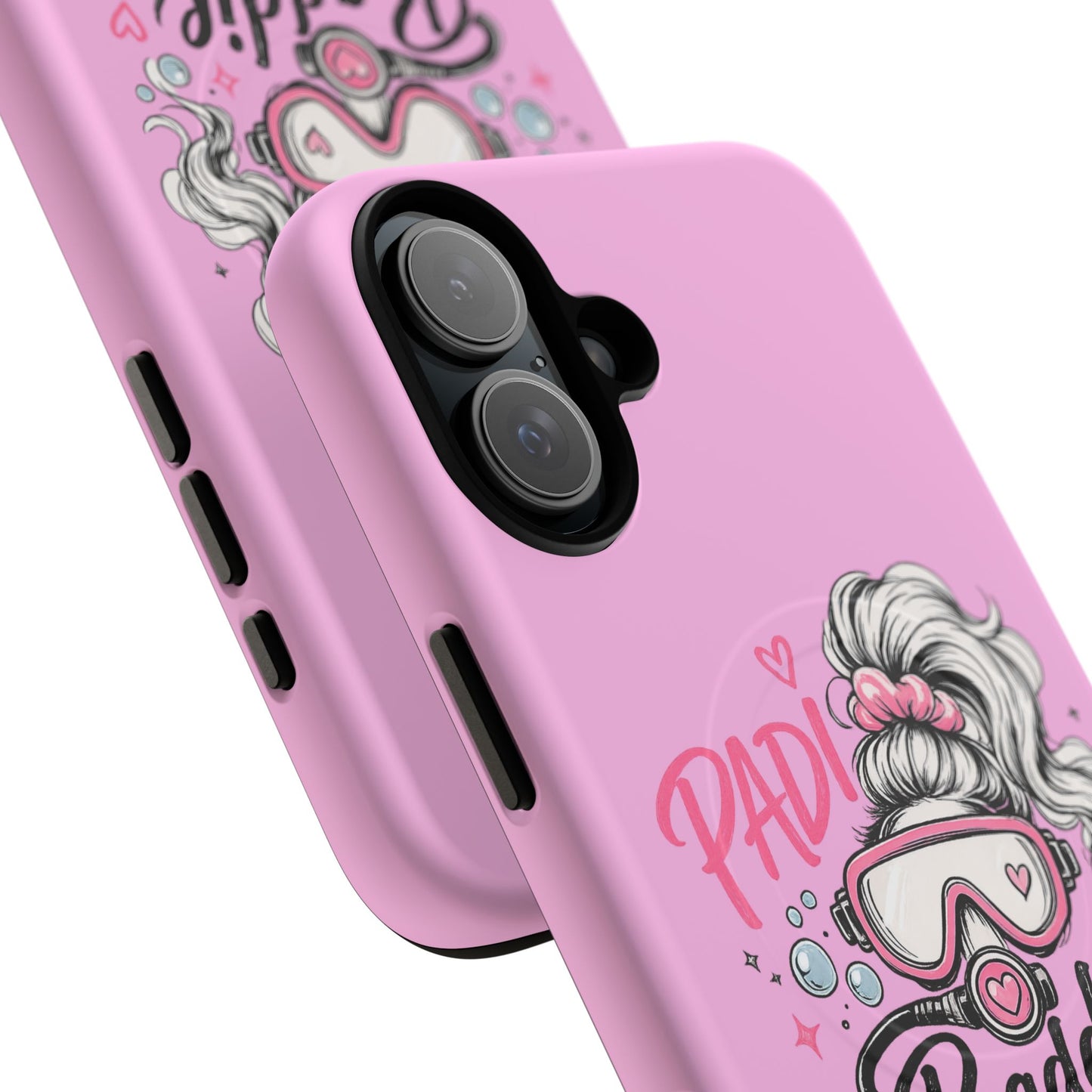Pink PADI BADDIE Tough Magnetic Phone Case — Cute Scuba Diver Girl Design