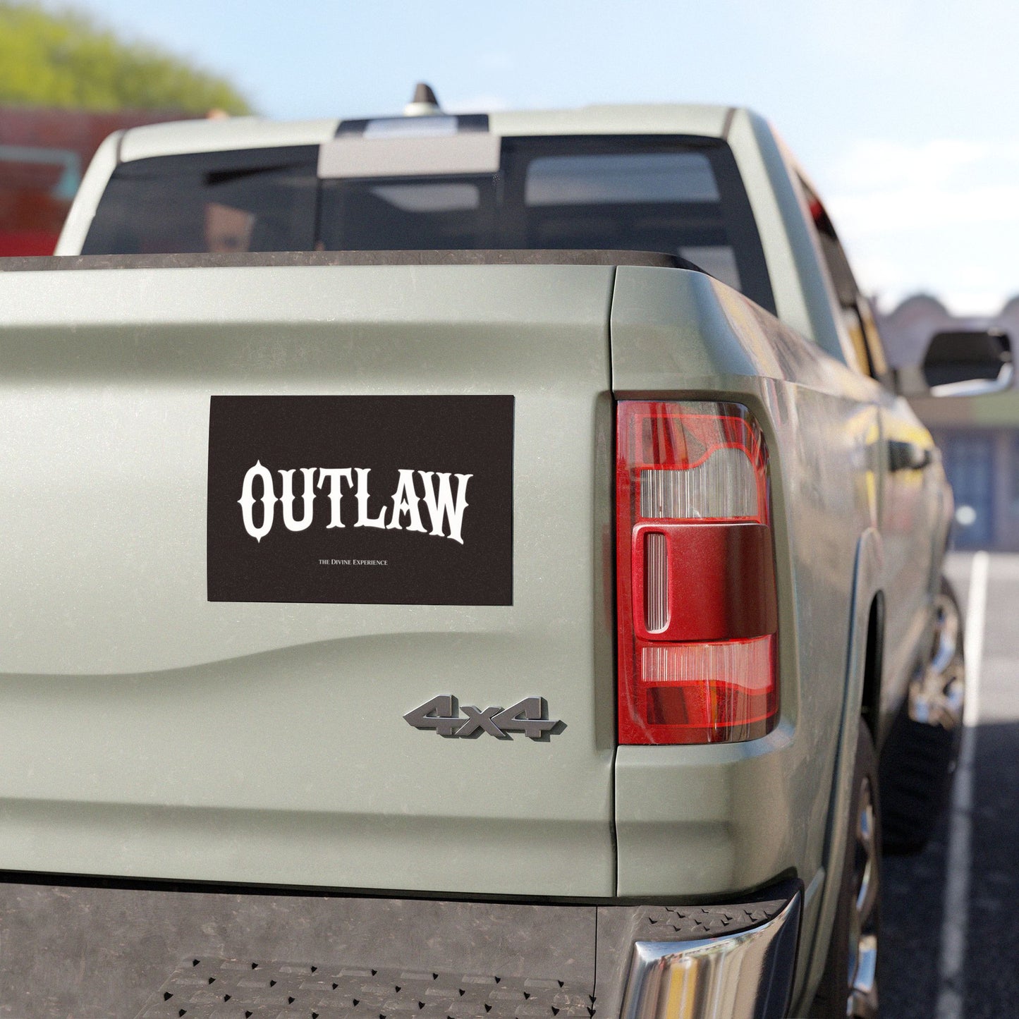 OUTLAW Car Magnet — Black Bumper Sticker Style Magnet with Bold Western Font