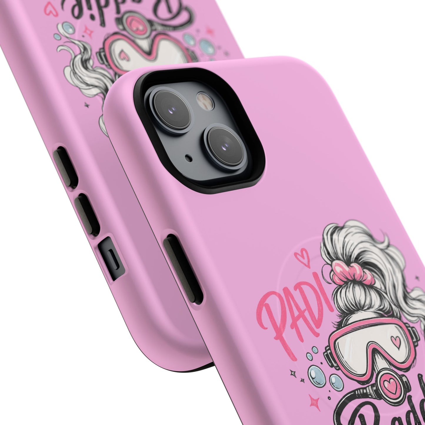 Pink PADI BADDIE Tough Magnetic Phone Case — Cute Scuba Diver Girl Design