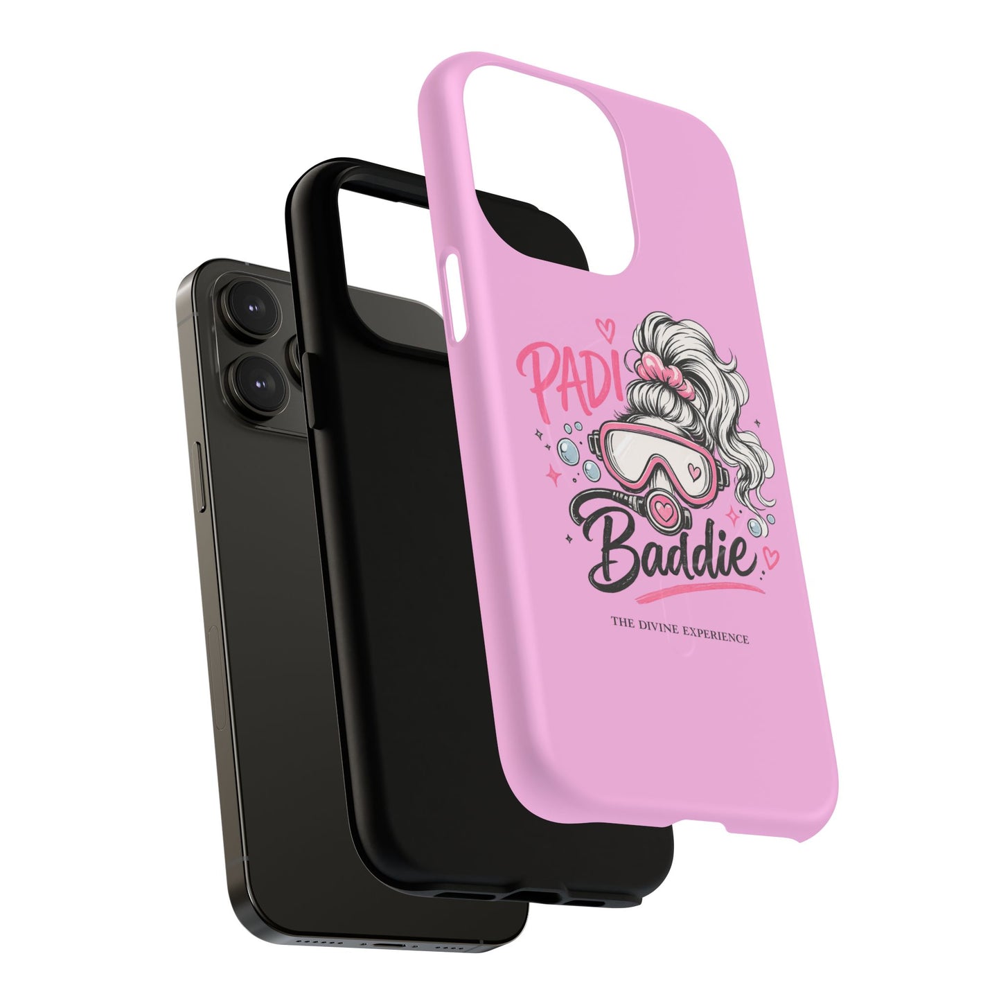 Pink PADI BADDIE Tough Magnetic Phone Case — Cute Scuba Diver Girl Design