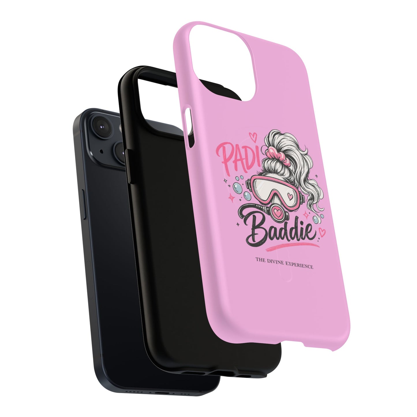 Pink PADI BADDIE Tough Magnetic Phone Case — Cute Scuba Diver Girl Design