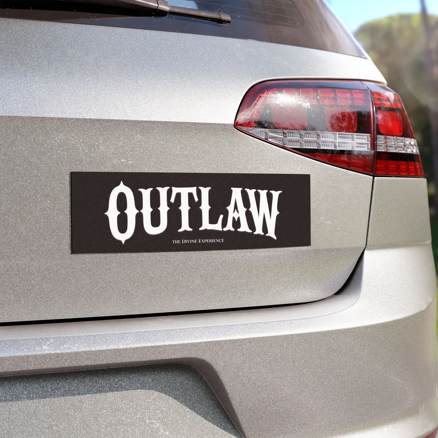 OUTLAW Car Magnet — Black Bumper Sticker Style Magnet with Bold Western Font