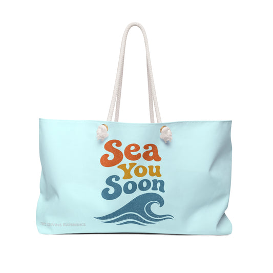 SEA YOU SOON Weekender Bag — Retro Beach Tote for Vacation & Weekend Getaways