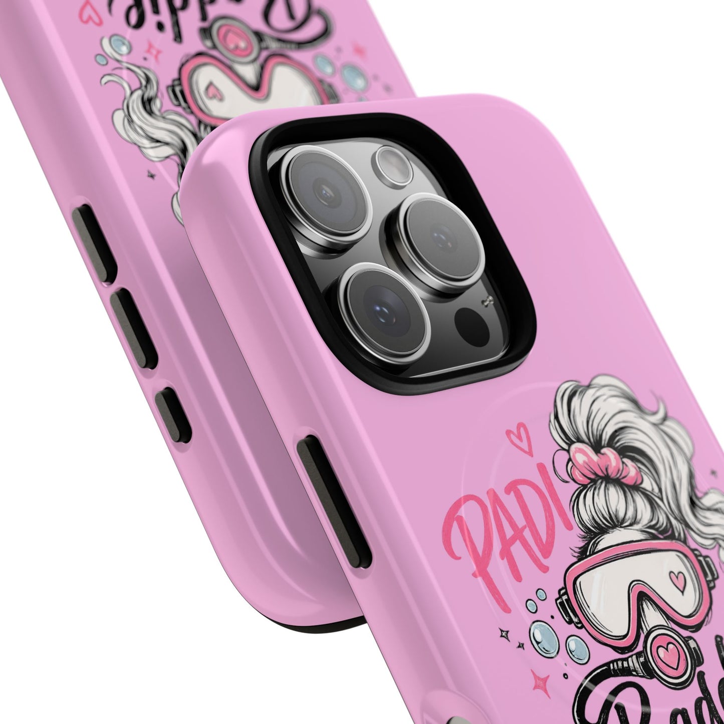 Pink PADI BADDIE Tough Magnetic Phone Case — Cute Scuba Diver Girl Design