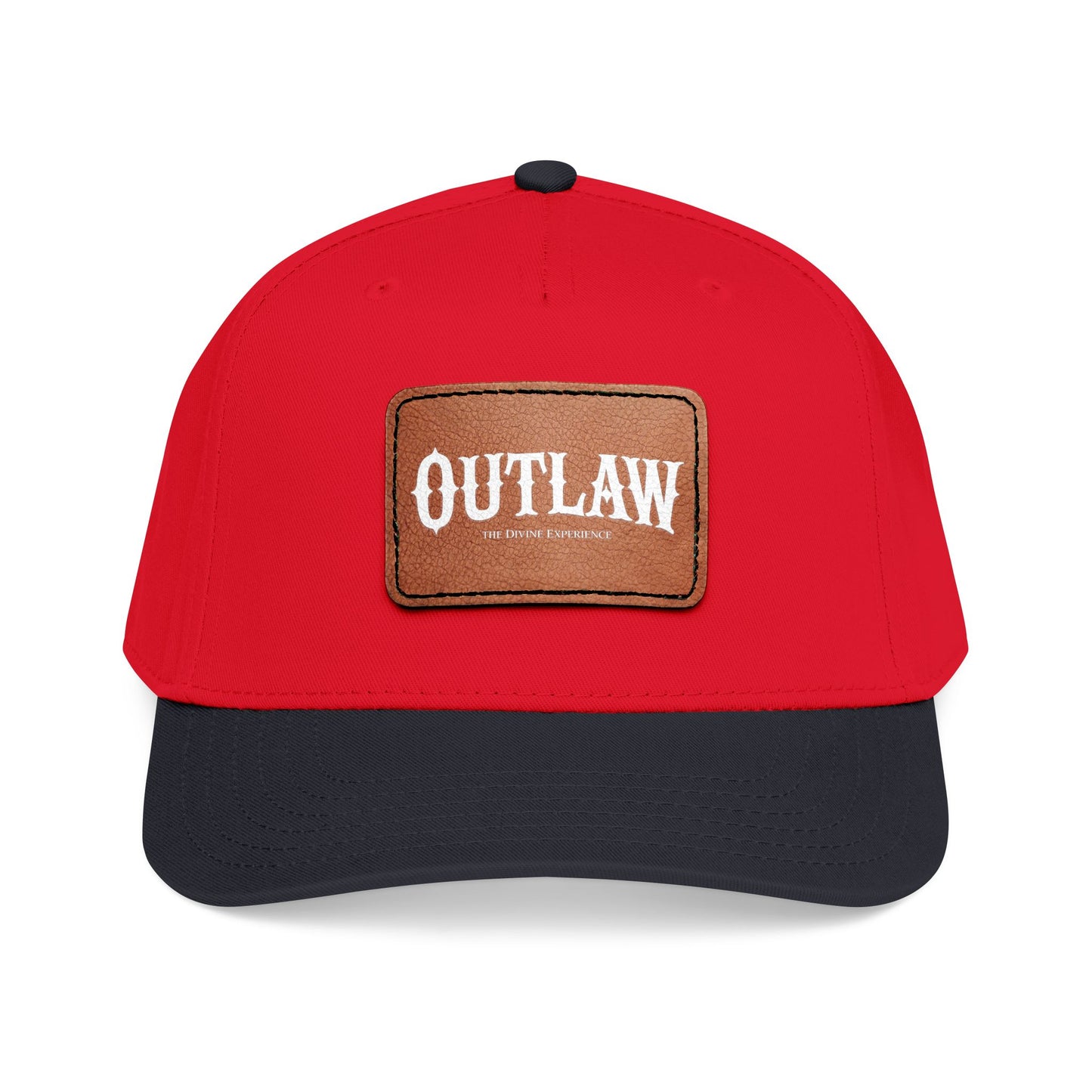 OUTLAW Leather Patch Baseball Cap — Retro Western Mid-Profile Hat