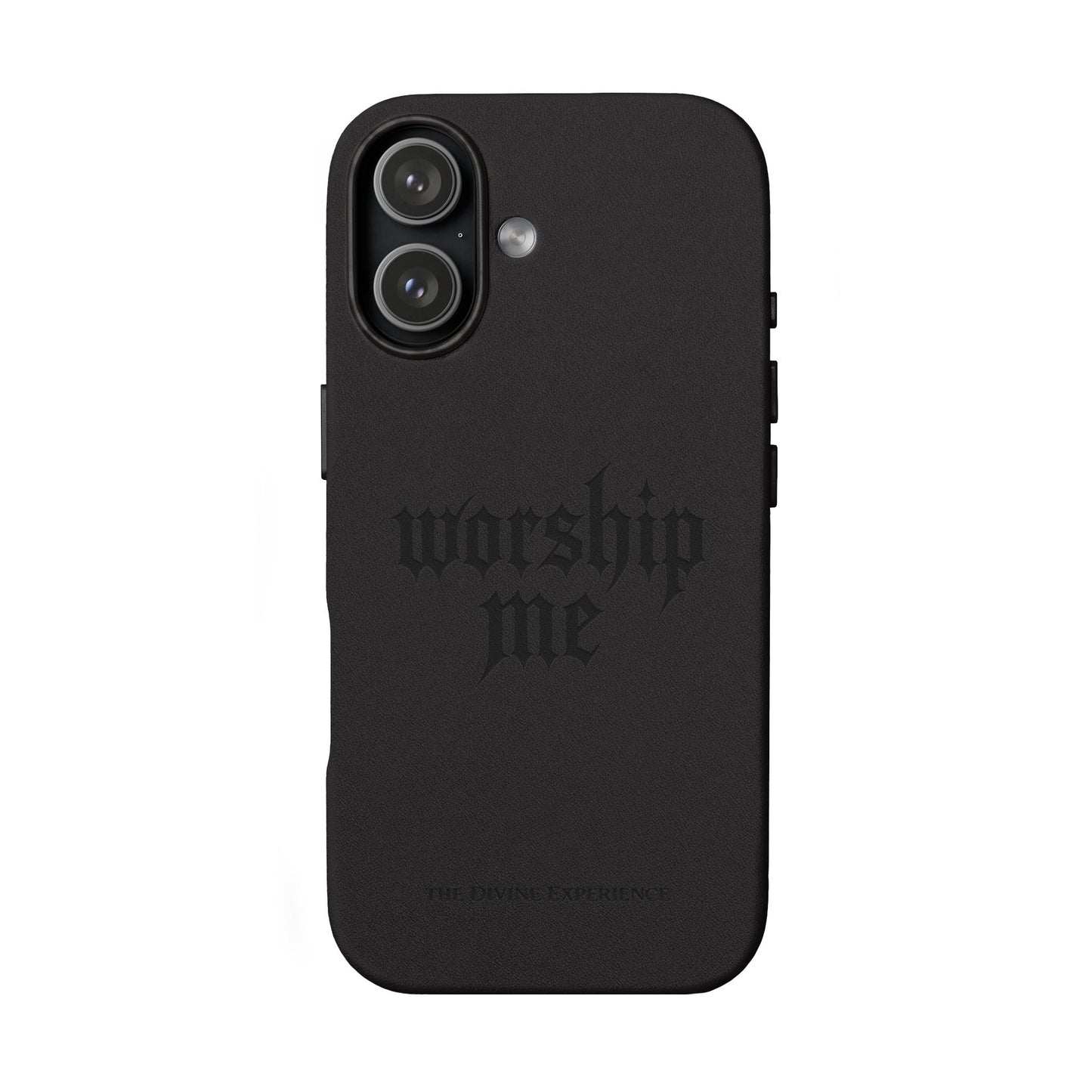 WORSHIP ME Dominatrix BDSM Engraved PU Leather Phone Case — Gothic Design