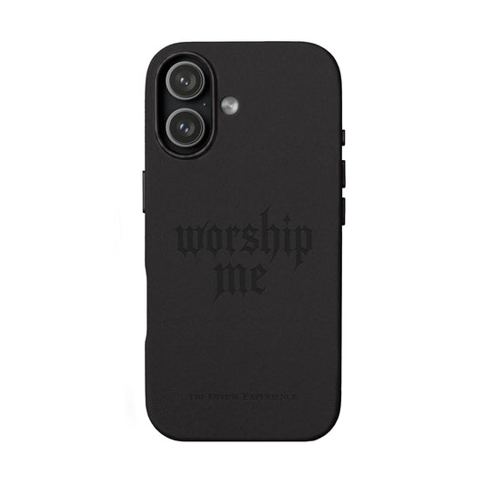 WORSHIP ME Dominatrix BDSM Engraved PU Leather Phone Case — Gothic Design