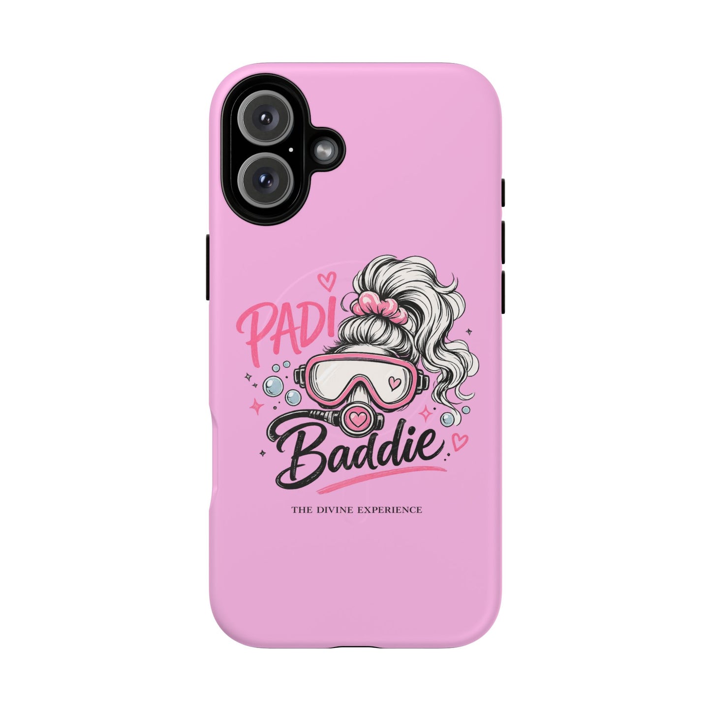 Pink PADI BADDIE Tough Magnetic Phone Case — Cute Scuba Diver Girl Design