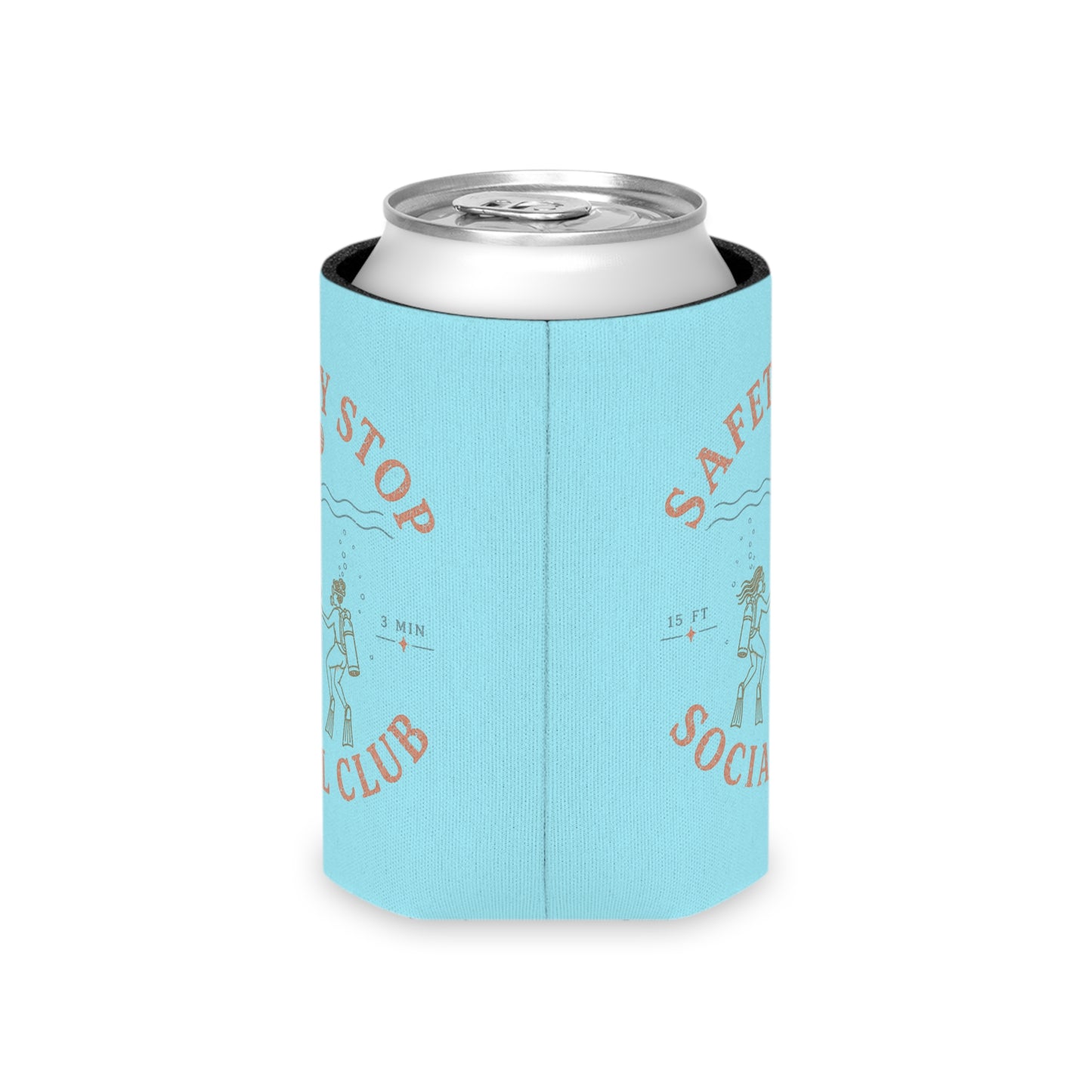 SAFETY STOP SOCIAL CLUB Can Cooler – Scuba Divers Drink Koozie