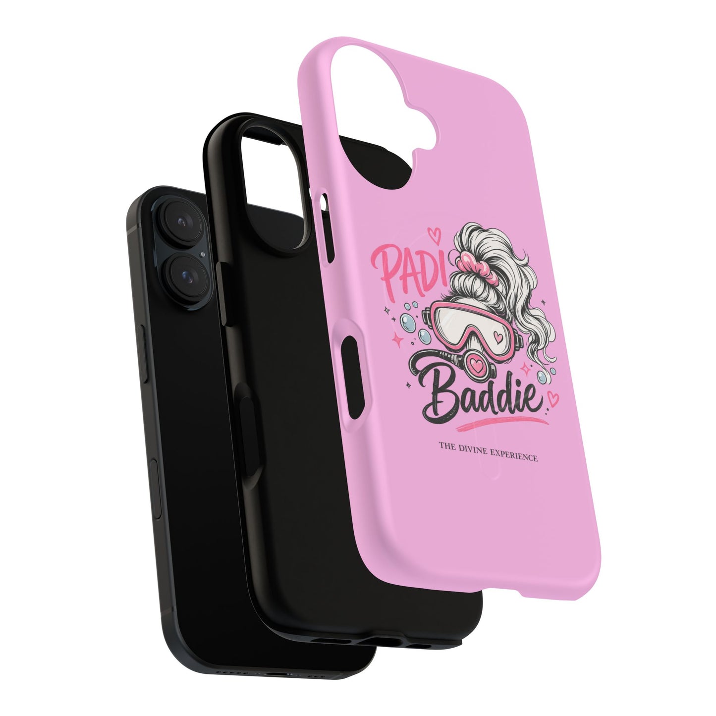 Pink PADI BADDIE Tough Magnetic Phone Case — Cute Scuba Diver Girl Design
