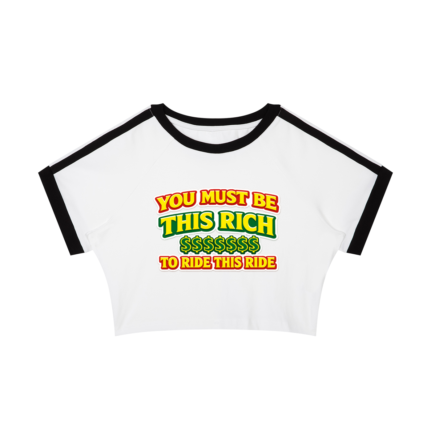 YOU MUST ME BE THIS TO RIDE THIS RIDE Women’s Raglan Crop T-Shirt