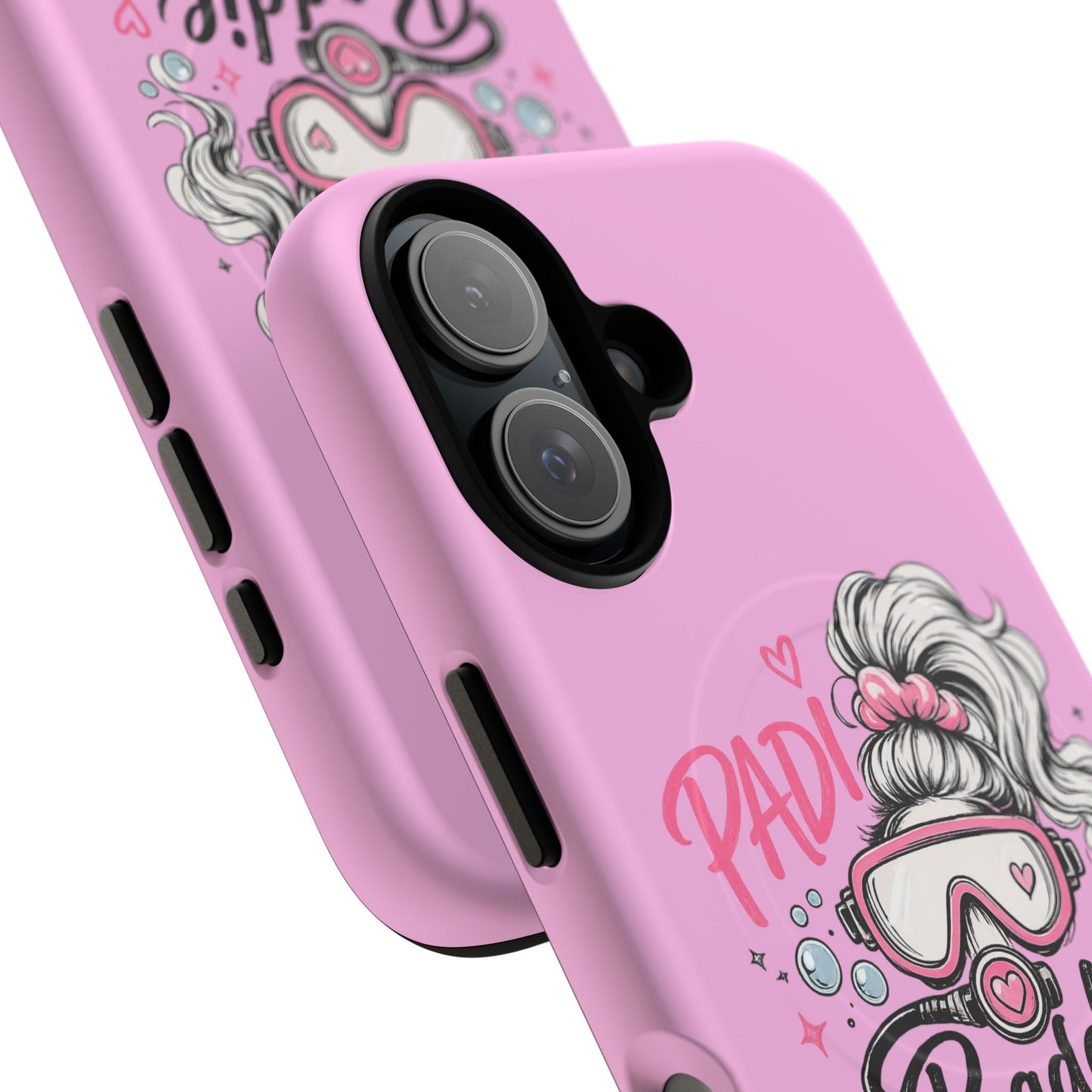 Pink PADI BADDIE Tough Magnetic Phone Case — Cute Scuba Diver Girl Design