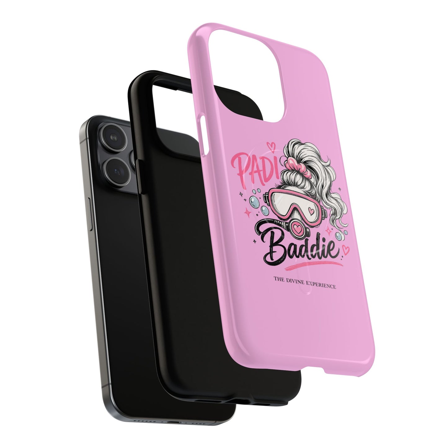 Pink PADI BADDIE Tough Magnetic Phone Case — Cute Scuba Diver Girl Design