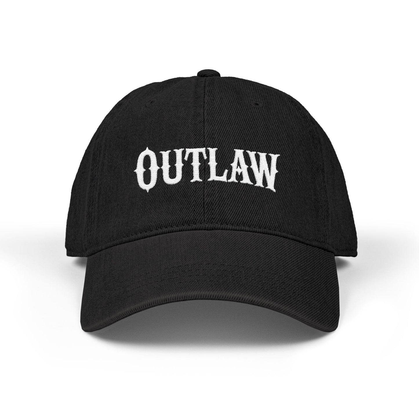 OUTLAW Embroidered Denim Hat — Vintage Western Black Cap