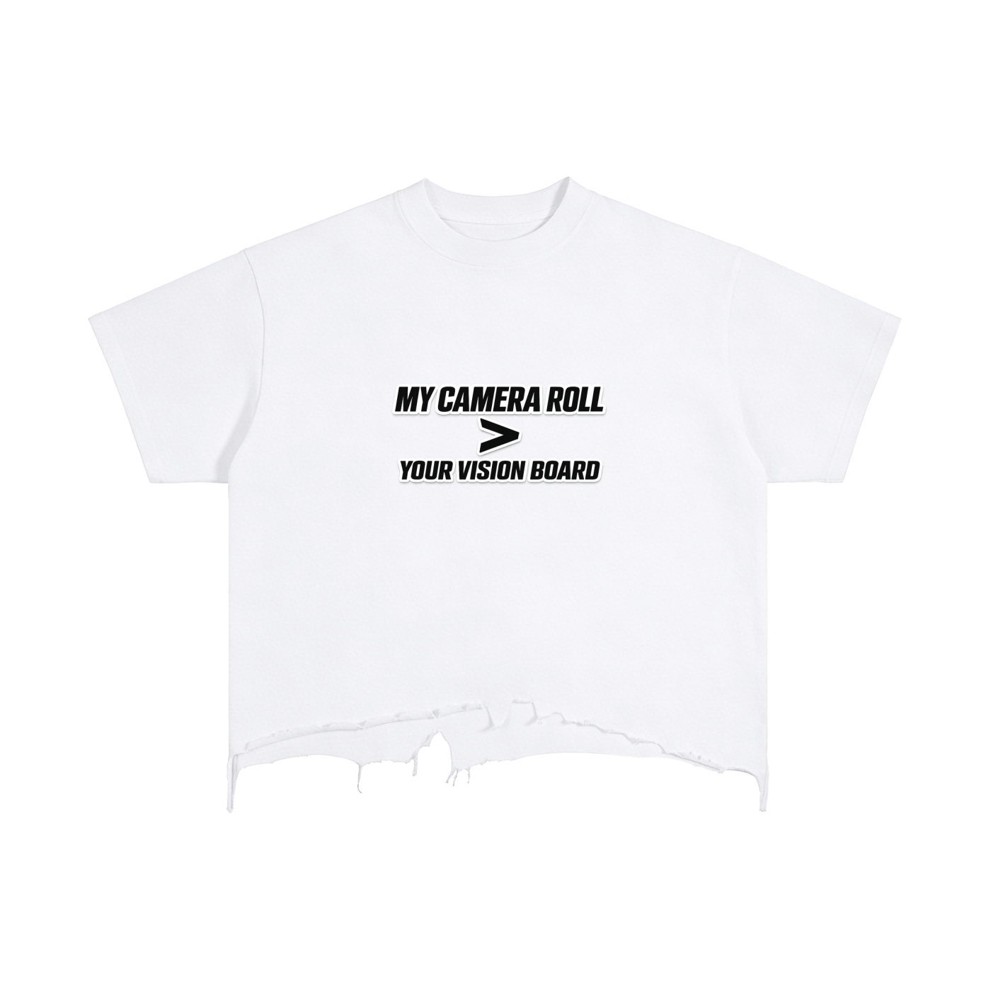 VISION BOARD Vintage Wash Boxy Distressed Hem T-Shirt