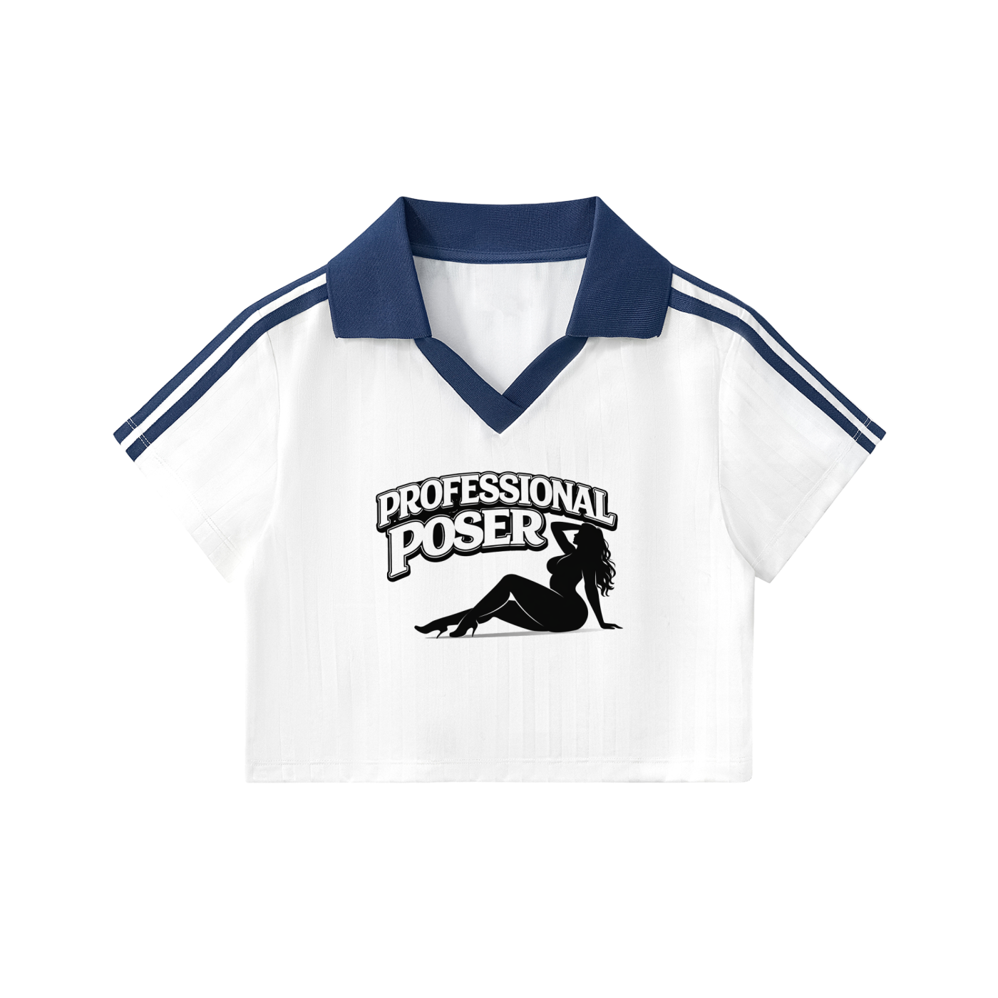 PROFESSIONAL POSER Contrast Collar Striped Cropped Jersey