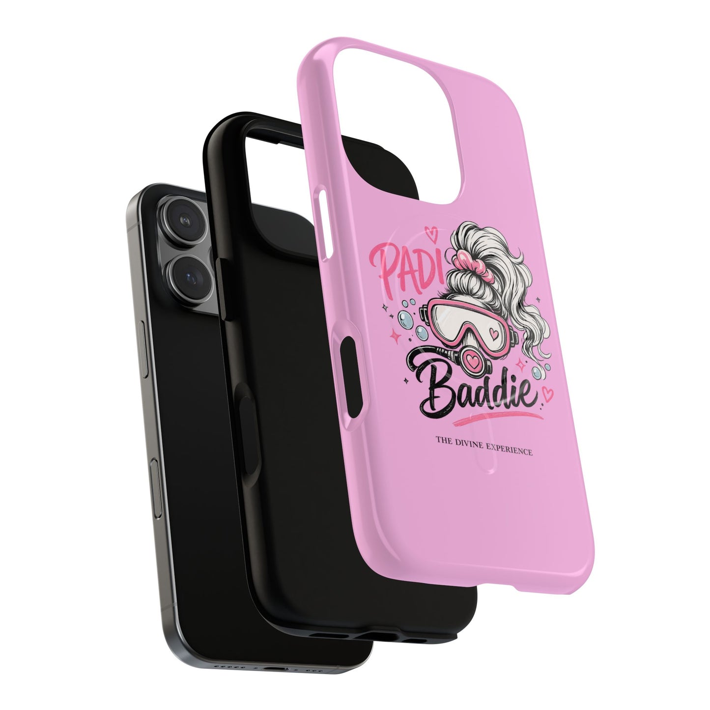 Pink PADI BADDIE Tough Magnetic Phone Case — Cute Scuba Diver Girl Design