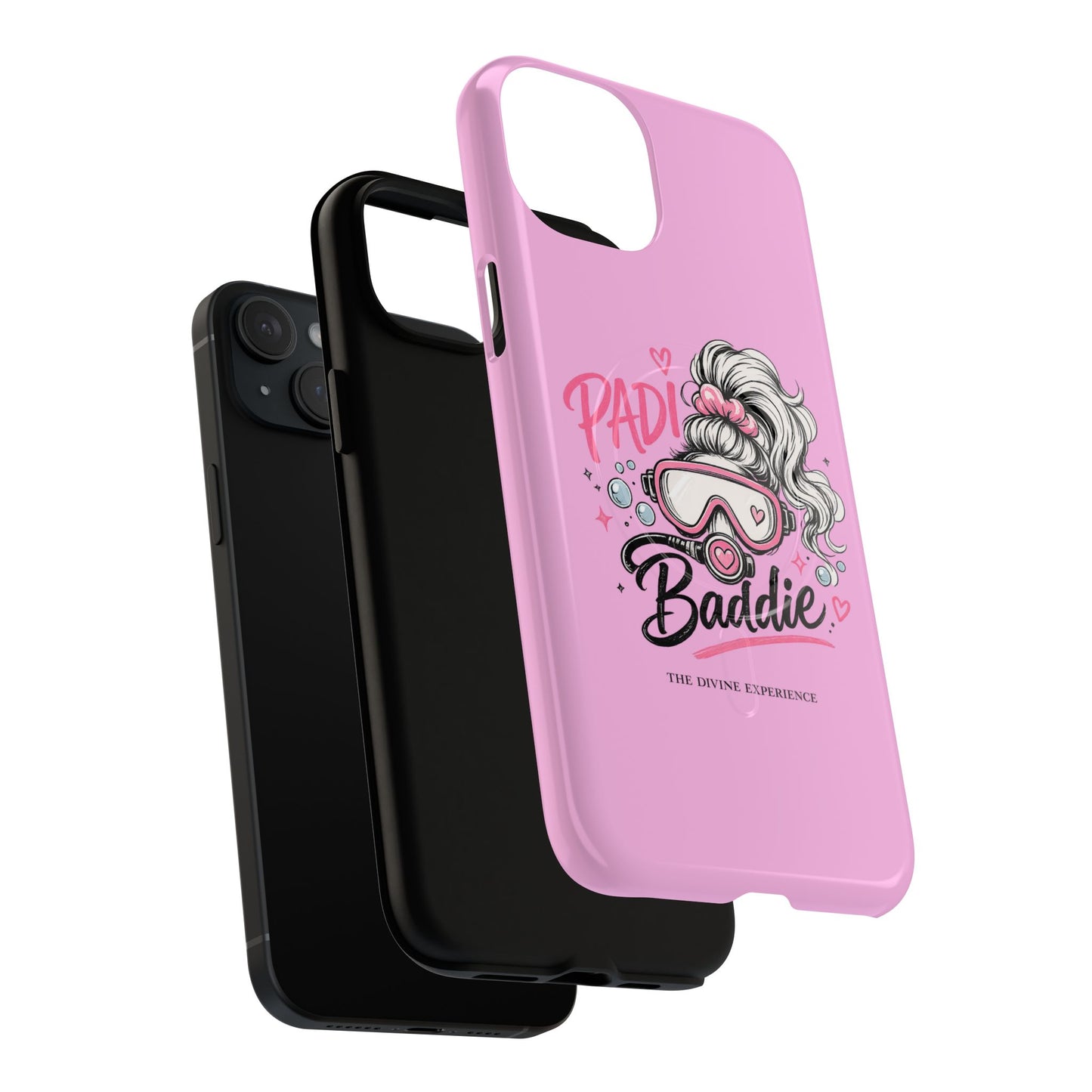 Pink PADI BADDIE Tough Magnetic Phone Case — Cute Scuba Diver Girl Design