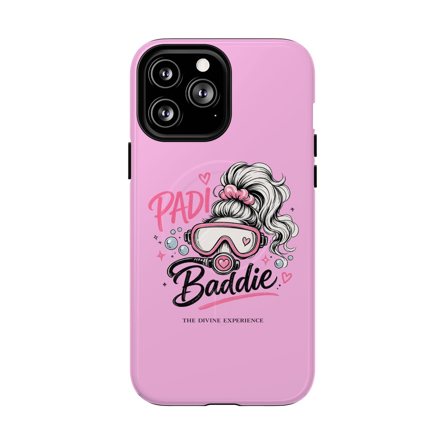 Pink PADI BADDIE Tough Magnetic Phone Case — Cute Scuba Diver Girl Design