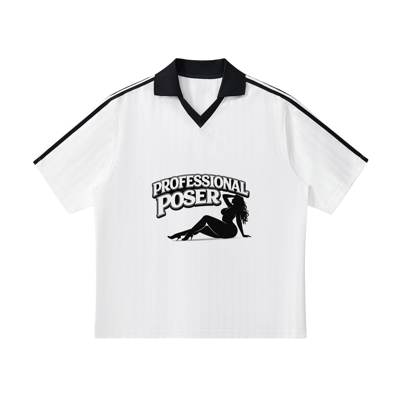 PROFESSIONAL POSER Contrast Collar Striped Soccer Jersey