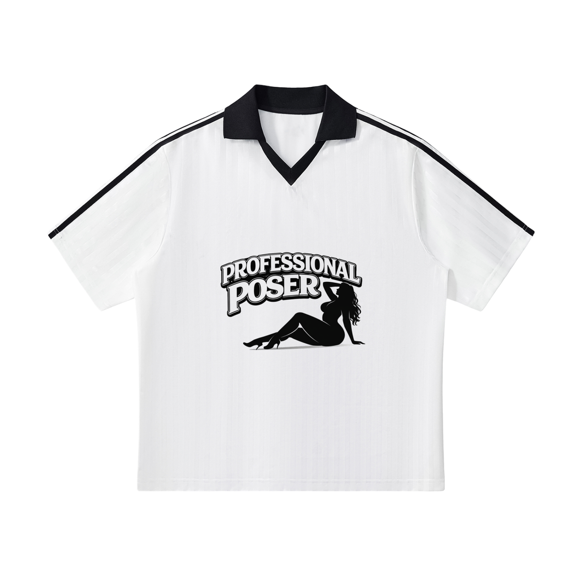 PROFESSIONAL POSER Contrast Collar Striped Soccer Jersey
