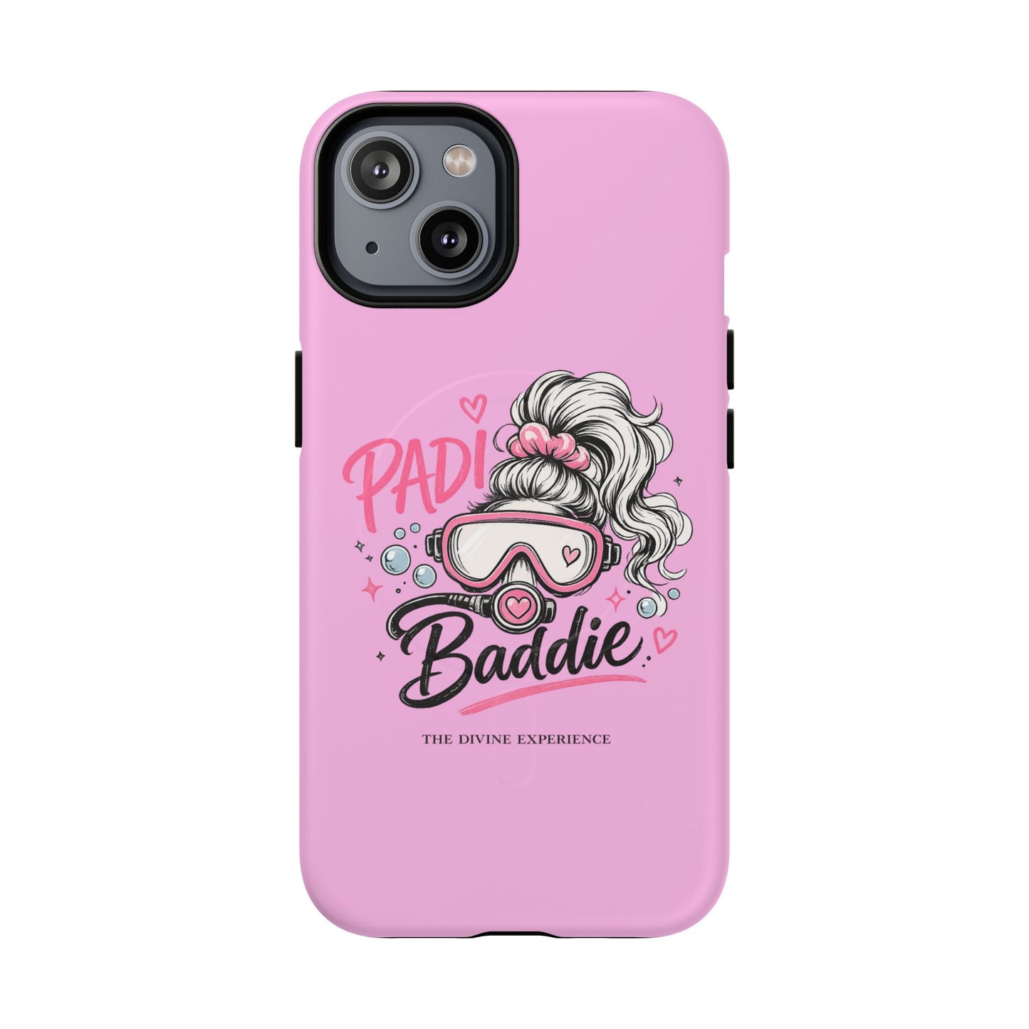 Pink PADI BADDIE Tough Magnetic Phone Case — Cute Scuba Diver Girl Design