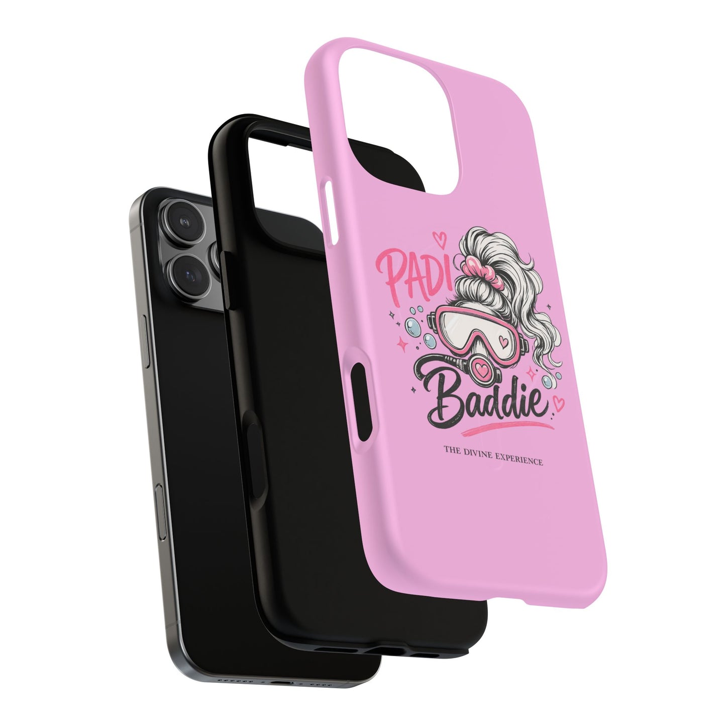 Pink PADI BADDIE Tough Magnetic Phone Case — Cute Scuba Diver Girl Design
