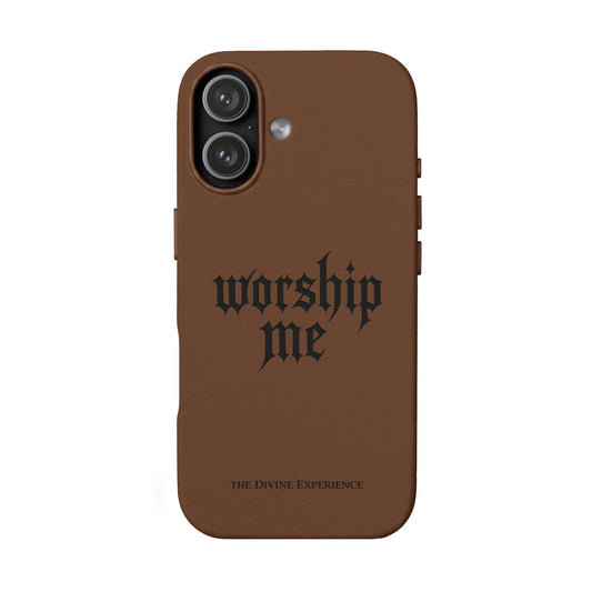 WORSHIP ME Dominatrix BDSM Engraved PU Leather Phone Case — Gothic Design