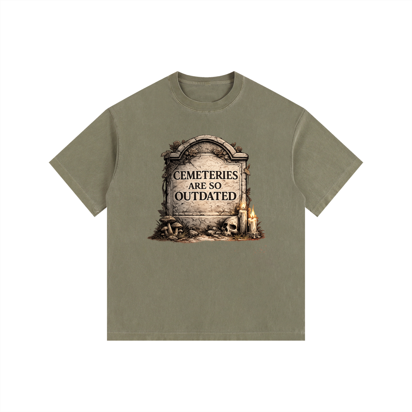 CEMETERIES ARE SO OUTDATED Vintage Washed Oversized Cotton T-Shirt